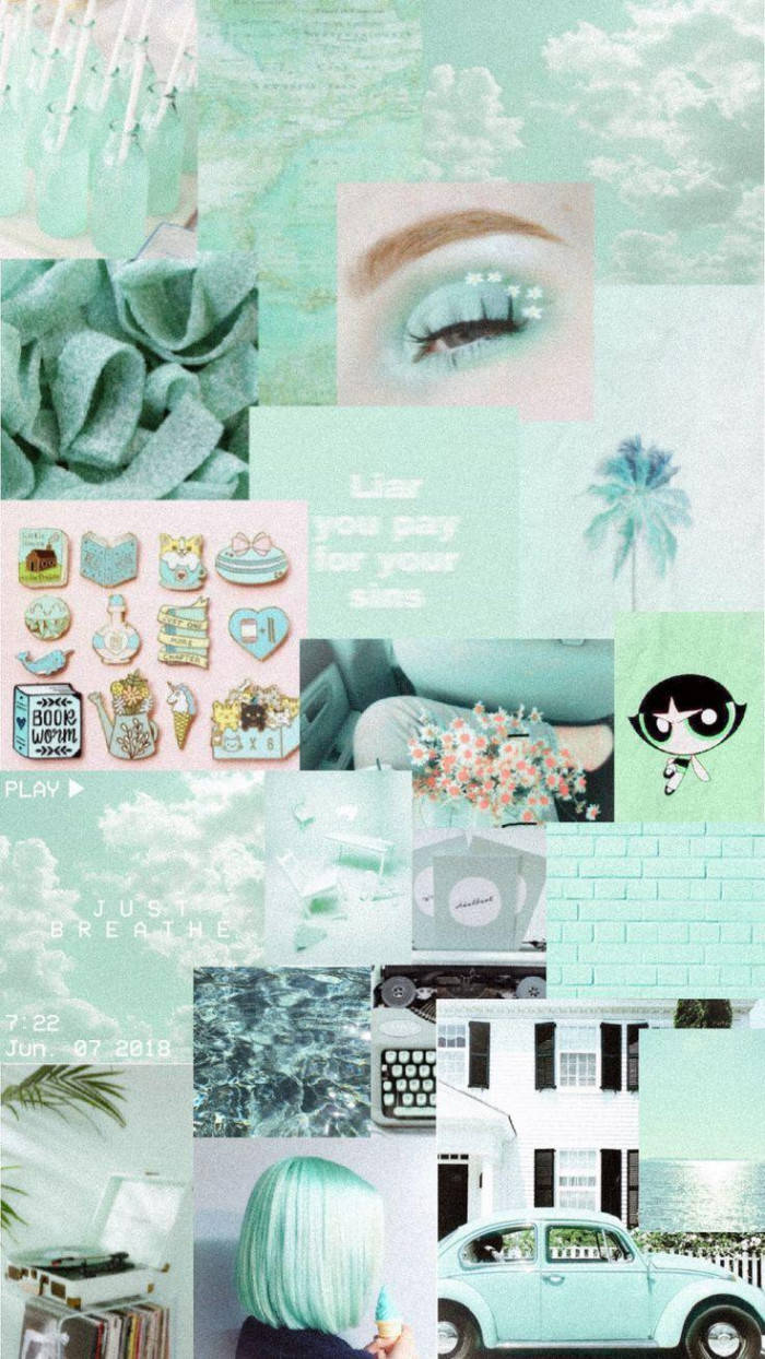 pastel mint, eyes, hair, SD Phone Wallpaper