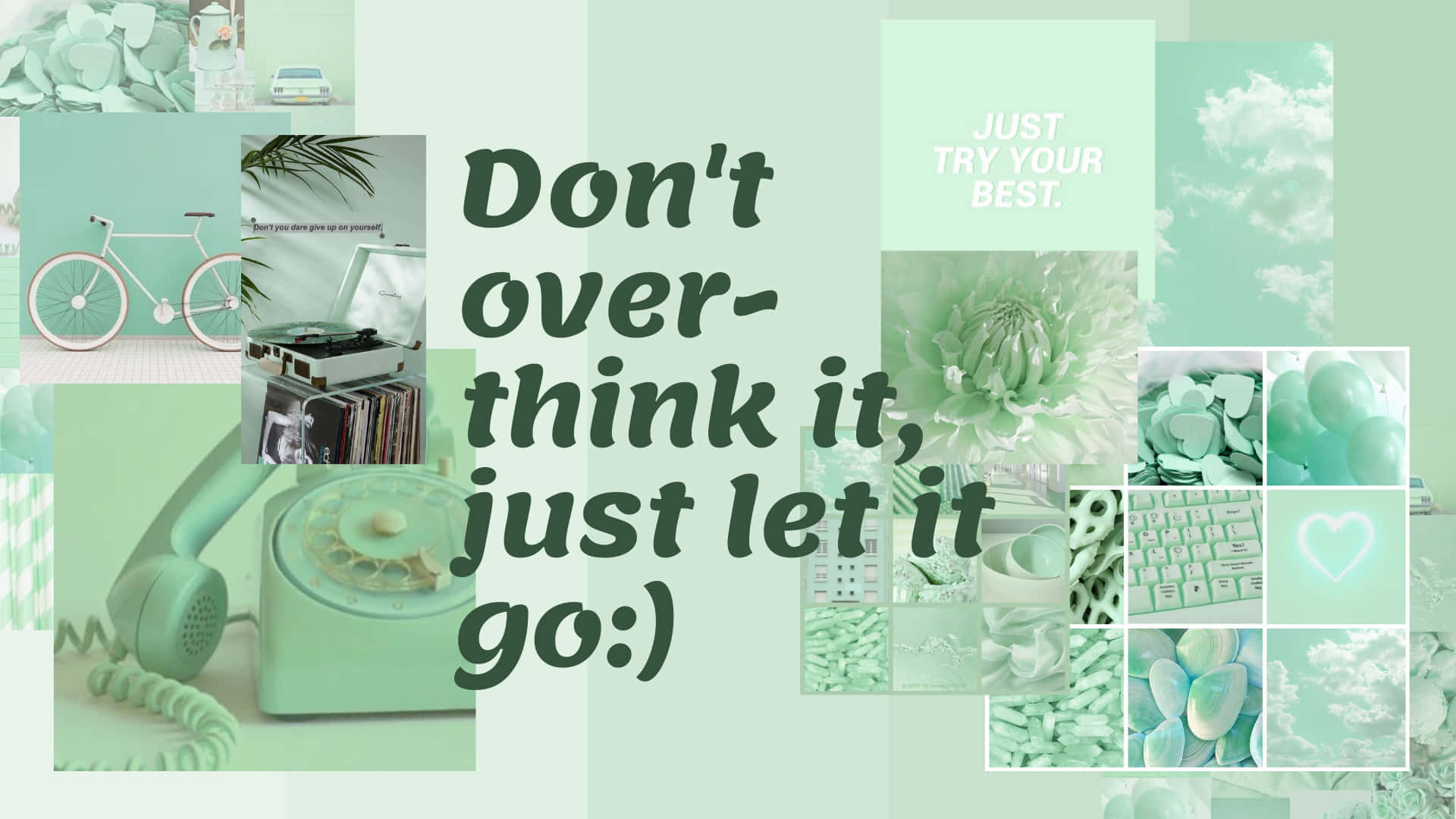 pastel green aesthetic, mint green, vintage items, Full HD Desktop Wallpaper