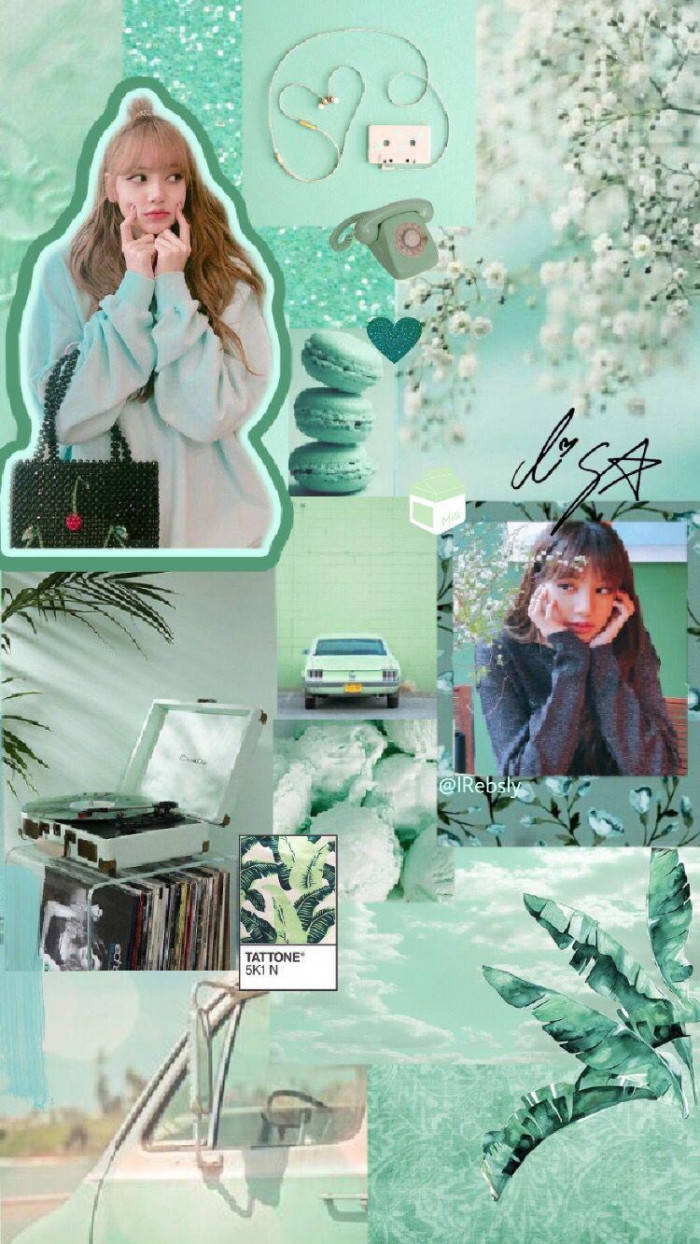 Pastel Green Aesthetic, mint green, young woman, SD Phone Wallpaper
