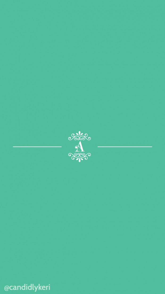 Letter A, teal, white, SD Phone Wallpaper