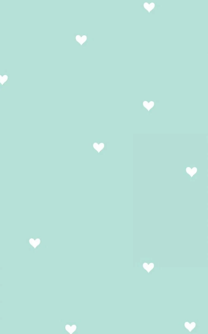 Pastel Green Aesthetic, soft mint green, delicate white heart shapes, SD Phone Wallpaper