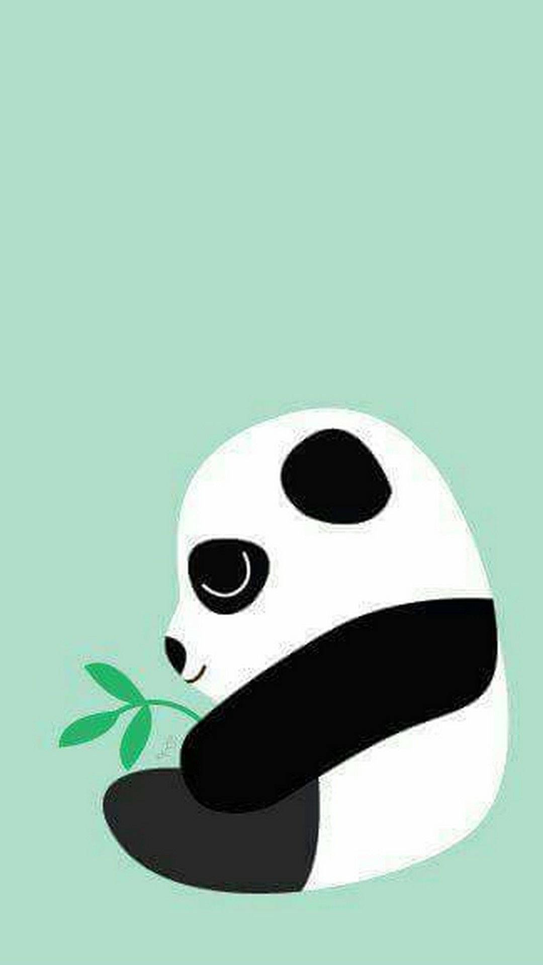 panda, green bamboo shoot, soft mint green background, Full HD Phone Wallpaper
