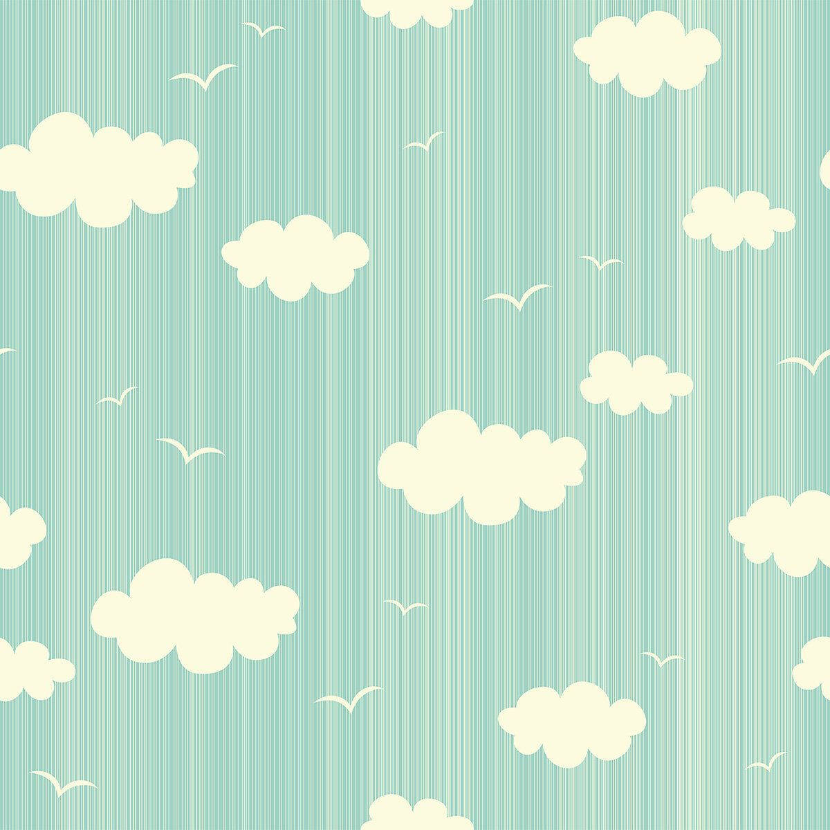 pastel green, creamy clouds, birds, SD Desktop Wallpaper