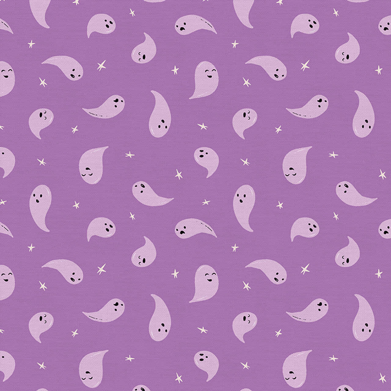 Pastel Purple Ghost Pattern, light purple ghosts, smiling or surprised faces, HD Desktop Wallpaper