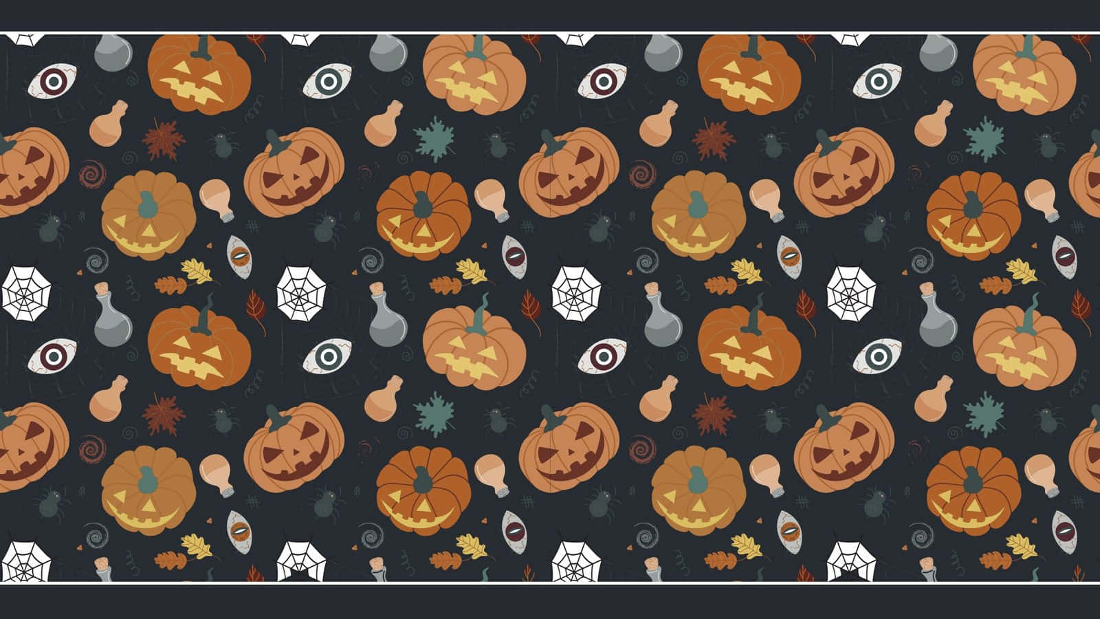 Pastel Halloween, orange jack-o'-lanterns, spiders webs, HD Desktop Wallpaper