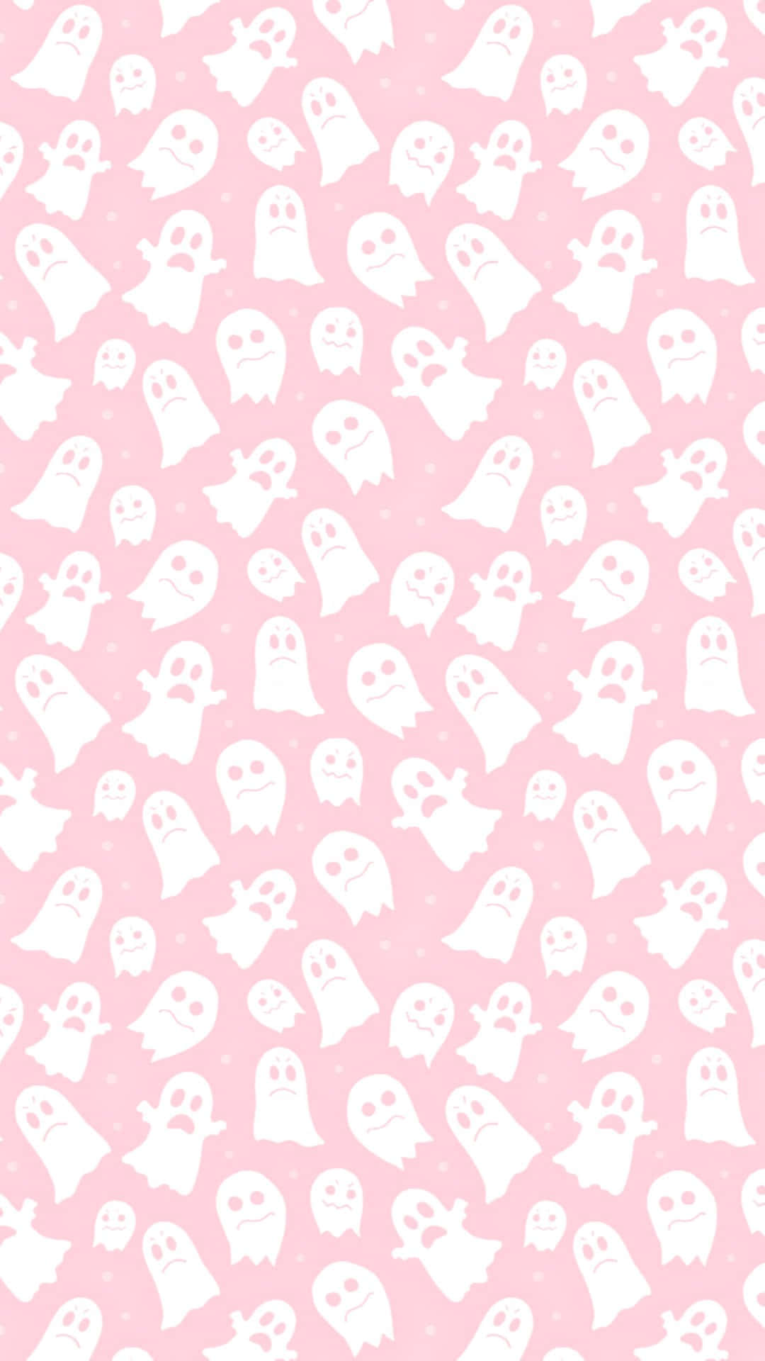 Pastel Pink Halloween Ghost Pattern, soft pink, cute white cartoon ghosts, Full HD Phone Wallpaper
