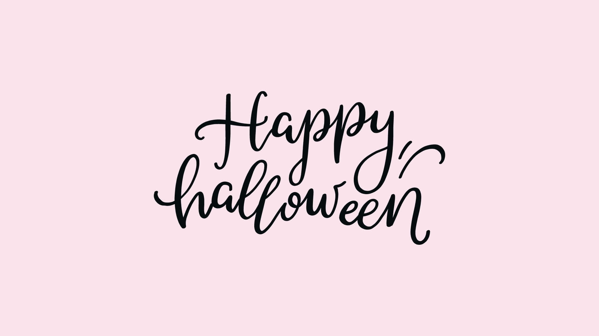 Pastel Pink Happy Halloween Calligraphy, Happy Halloween, black calligraphic text, Full HD Desktop Wallpaper