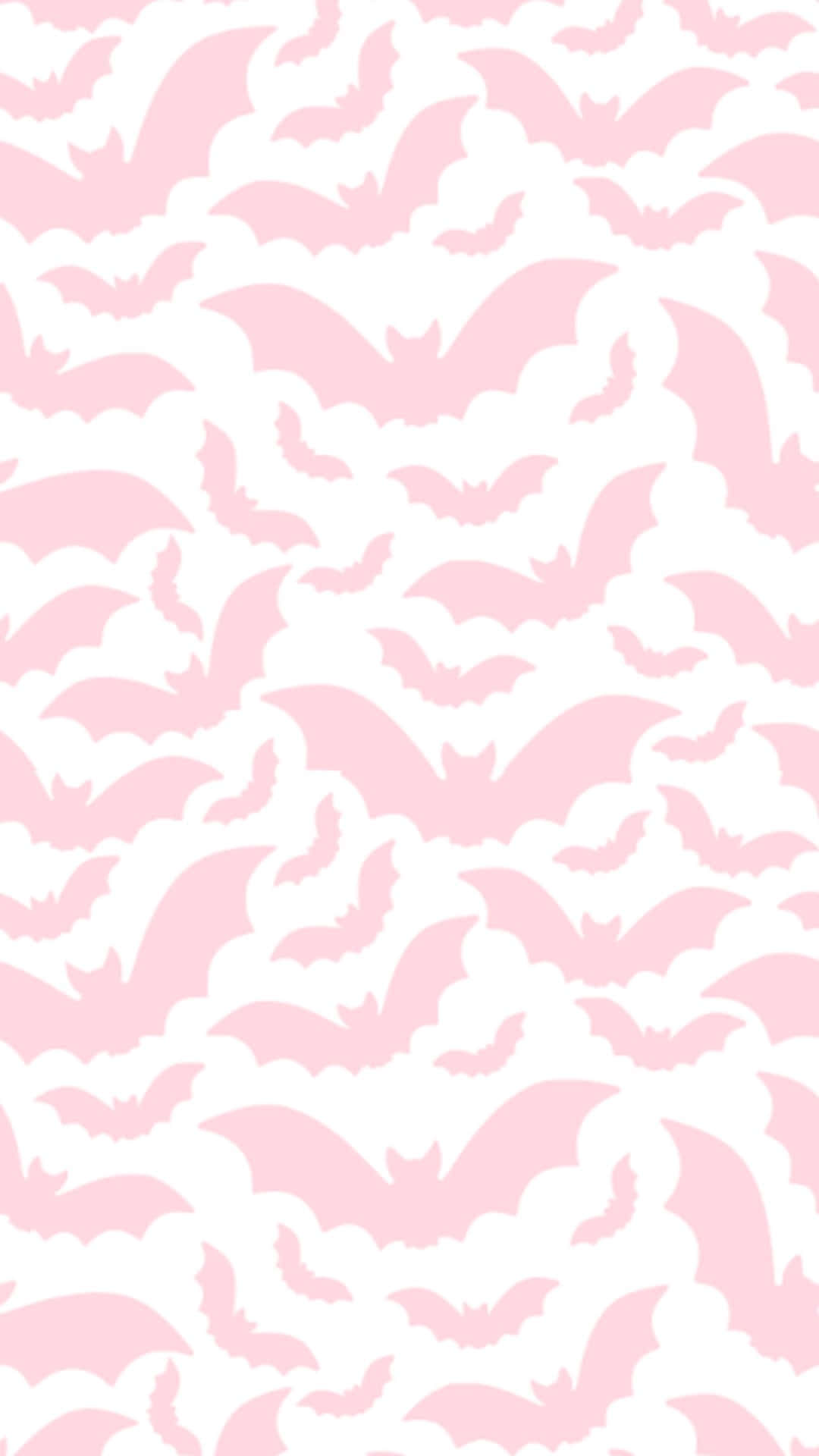 pastel pink bat pattern, soft pink bat silhouettes, clean white background, Full HD Phone Wallpaper