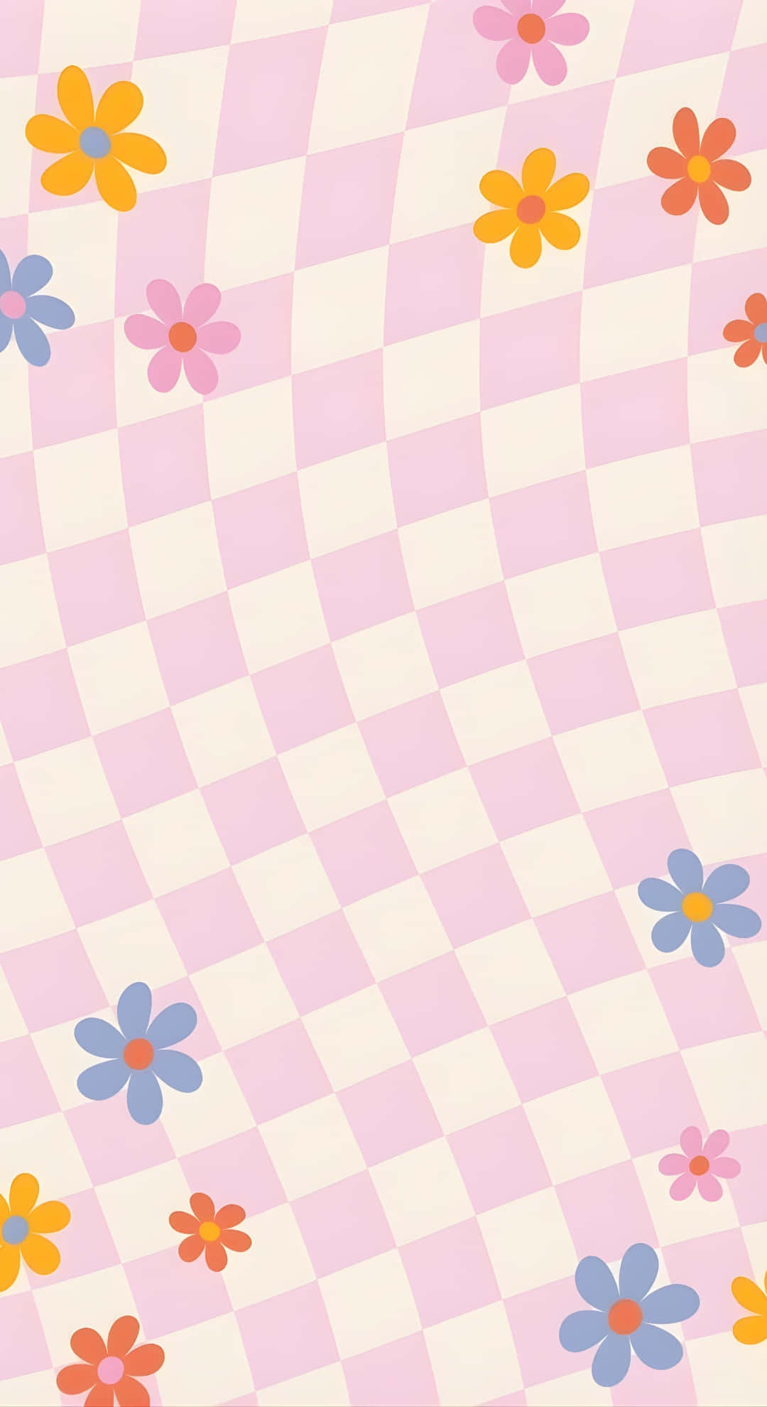 pastel pink, cream, checkered background, Full HD Phone Wallpaper