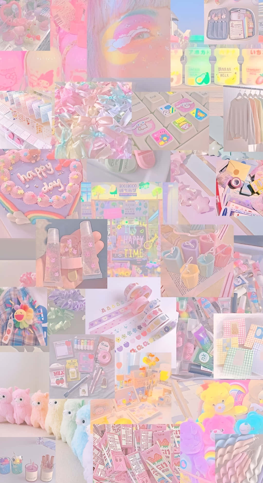 pastel indie aesthetic, kawaii stationery toys, soft pink, Full HD Phone Wallpaper