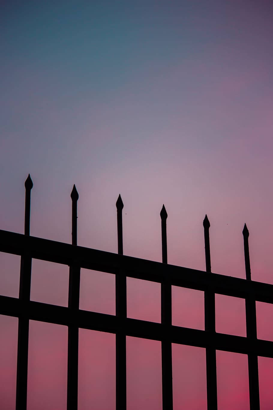 Pink Pastel iPhone, spiked fence, twilight sky, HD Phone Wallpaper