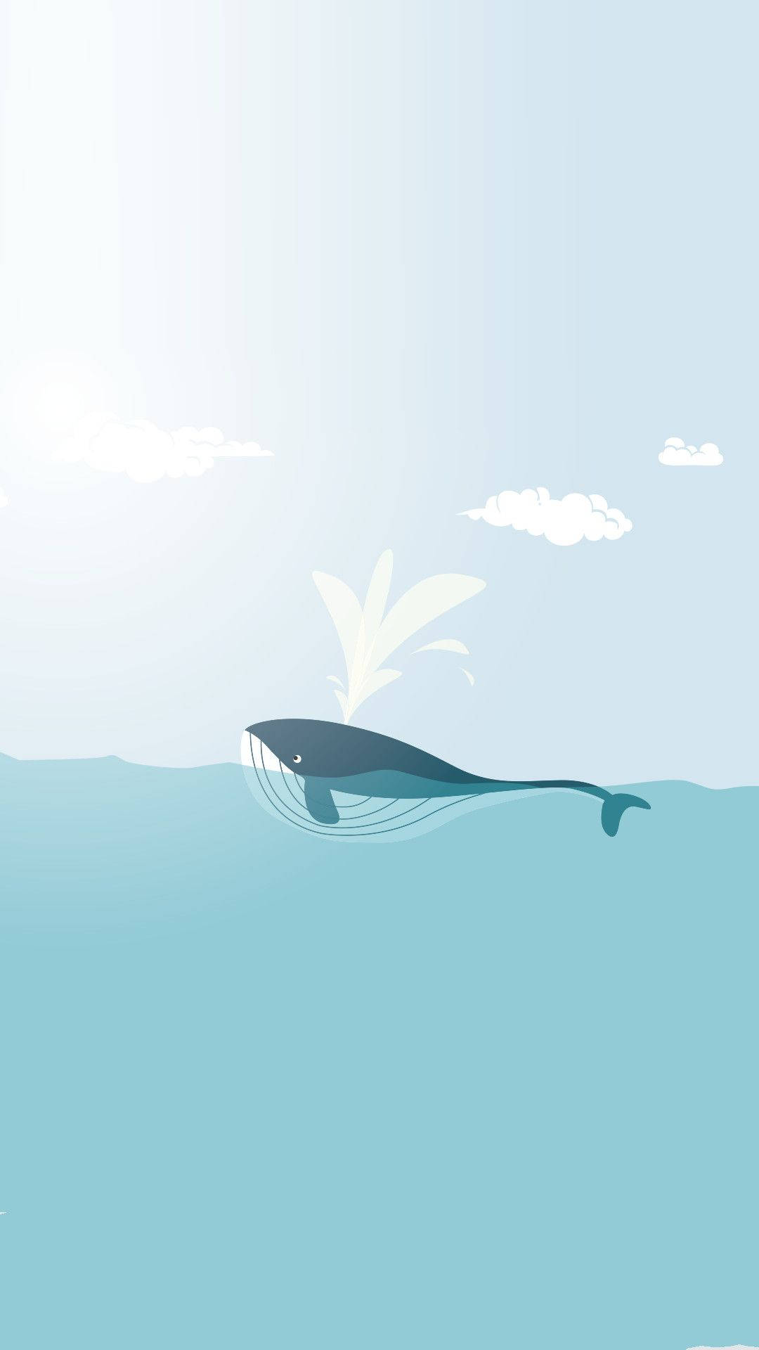 Pastel iPhone, blue whale, calm ocean surface, Full HD Phone Wallpaper