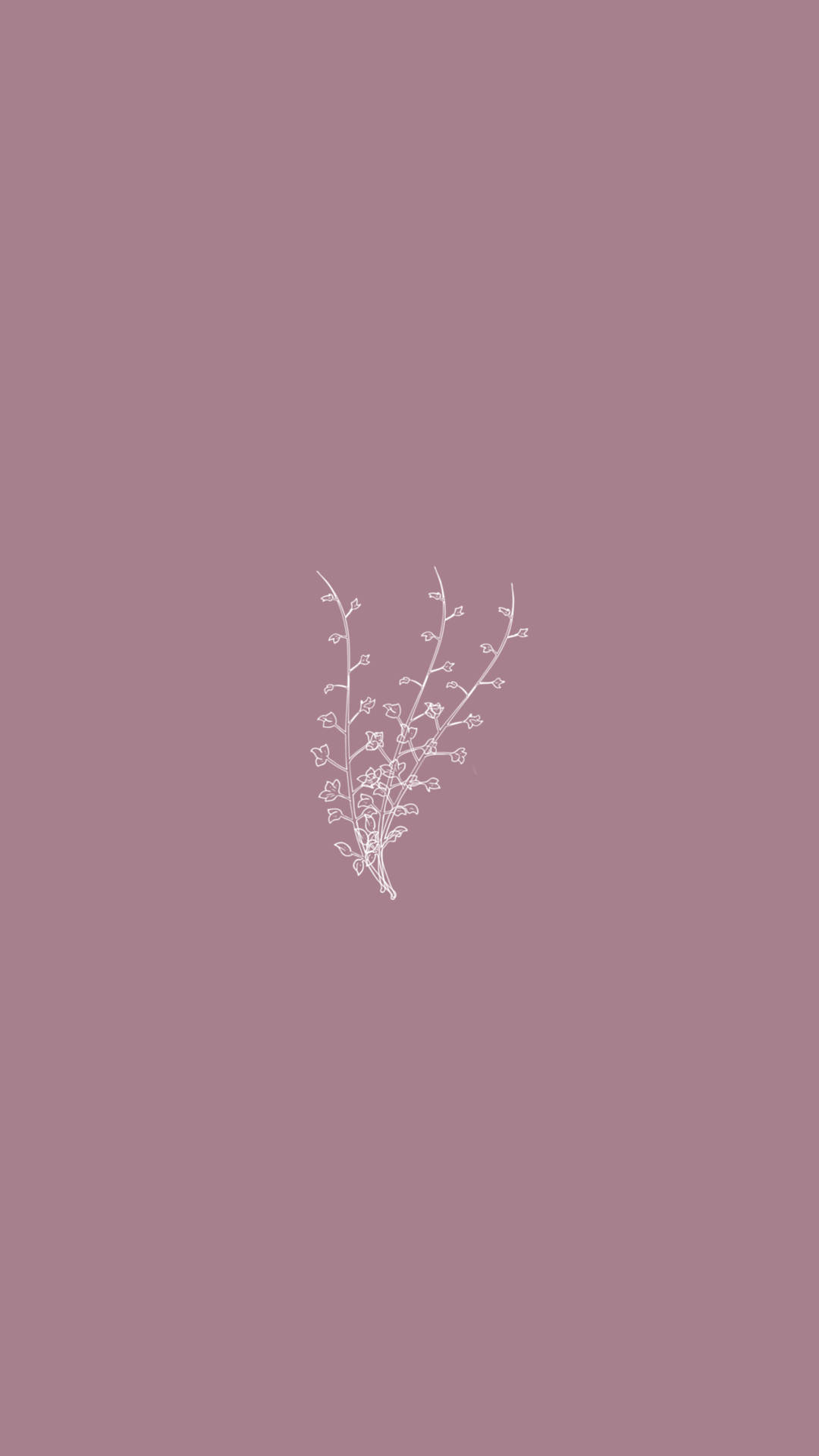 Pastel iPhone, minimalist leaf art, white line drawing, Full HD Phone Wallpaper