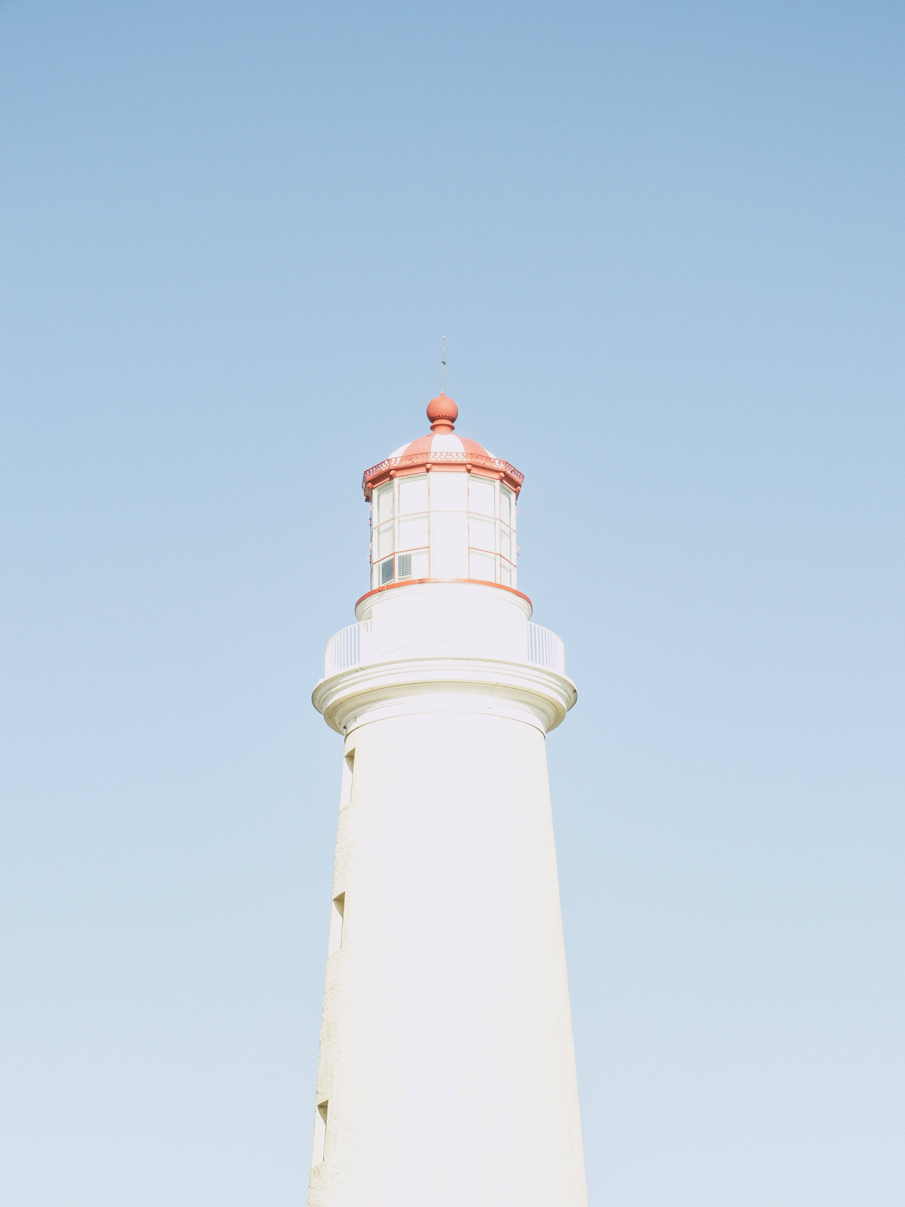 Pastel iPhone, blue lighthouse, white lighthouse, 4K Phone Wallpaper