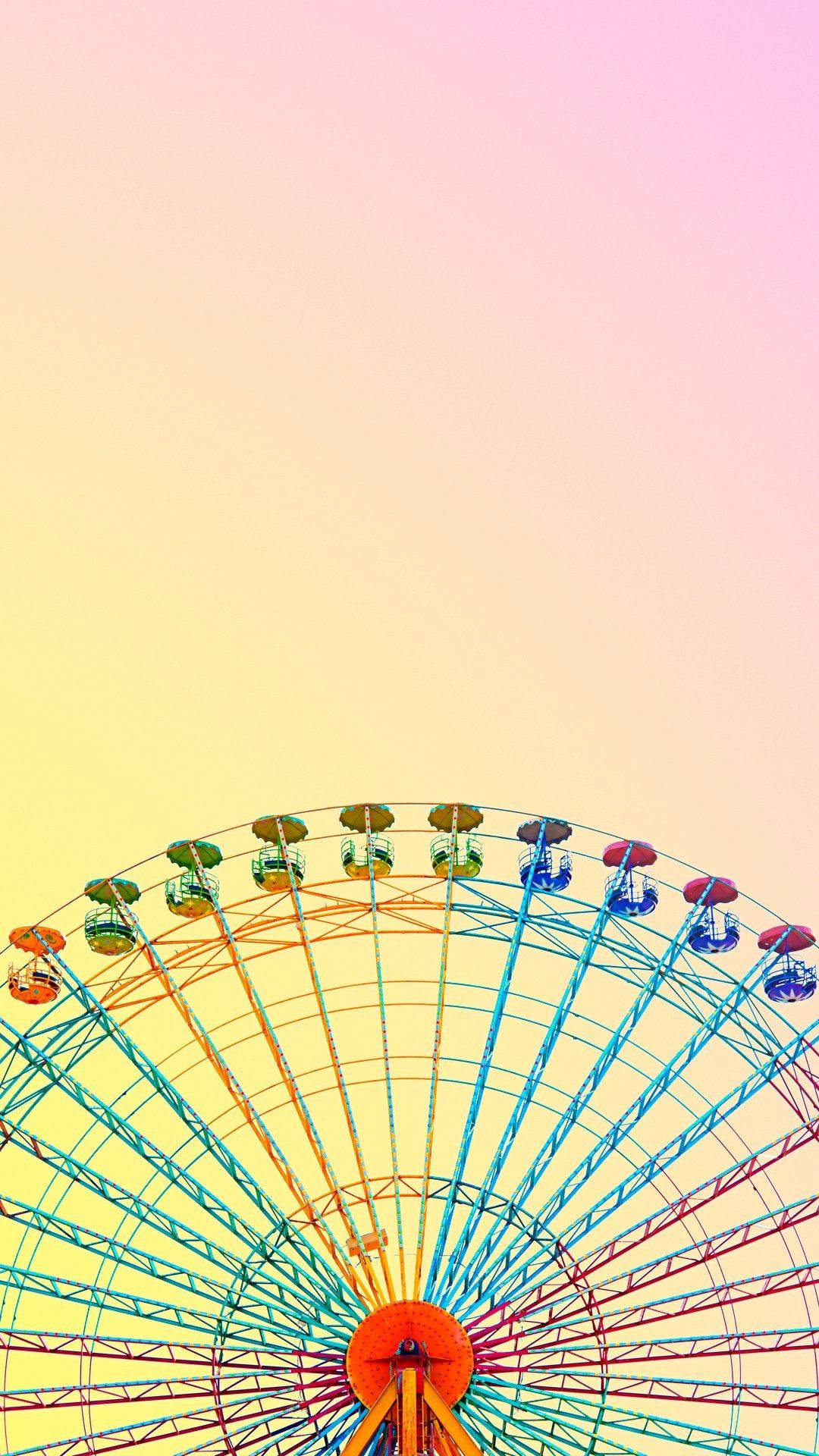 Pastel iPhone, ferris wheel, yellow, Full HD Phone Wallpaper