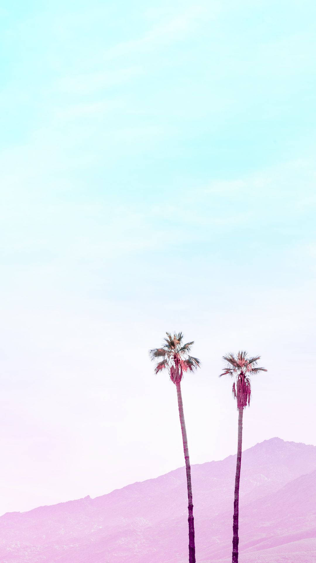 Pastel iPhone, purple mountain, palm trees, Full HD Phone Wallpaper