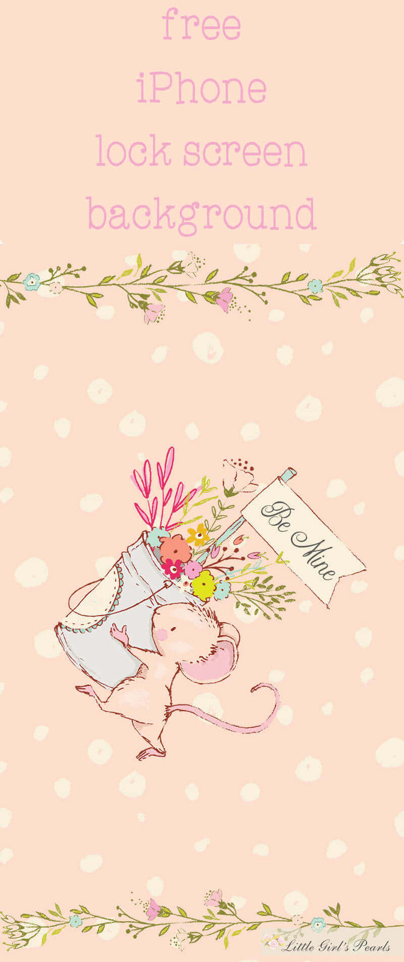 pink mouse, floral bouquet, Be Mine banner, HD Phone Wallpaper
