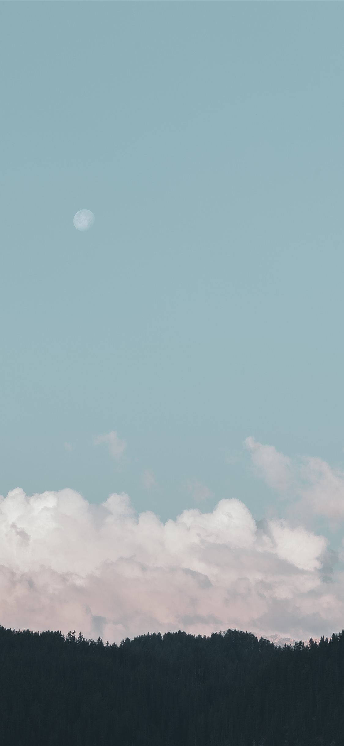 Pastel iPhone, blue sky, pale moon, Full HD Phone Wallpaper