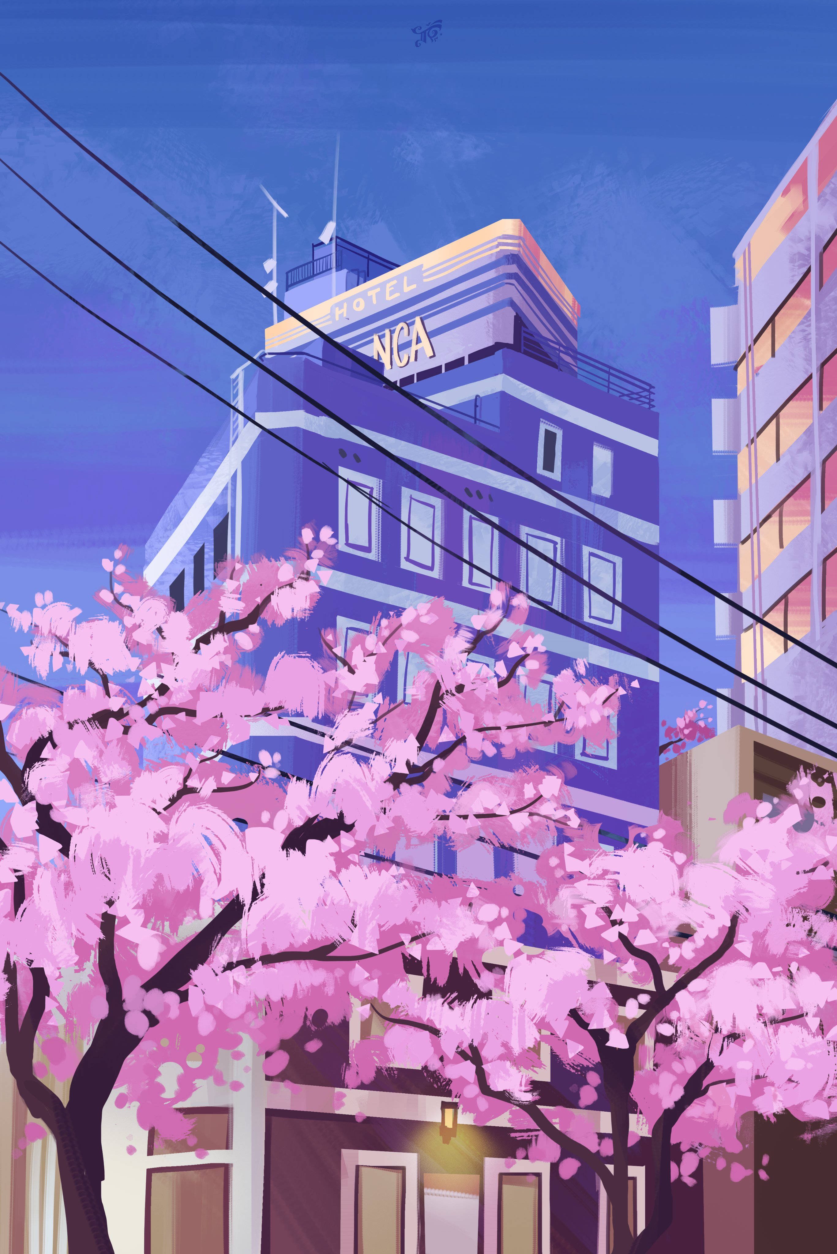 Pastel Japanese Aesthetic, blooming sakura, pink cherry blossoms, 4K Phone Wallpaper