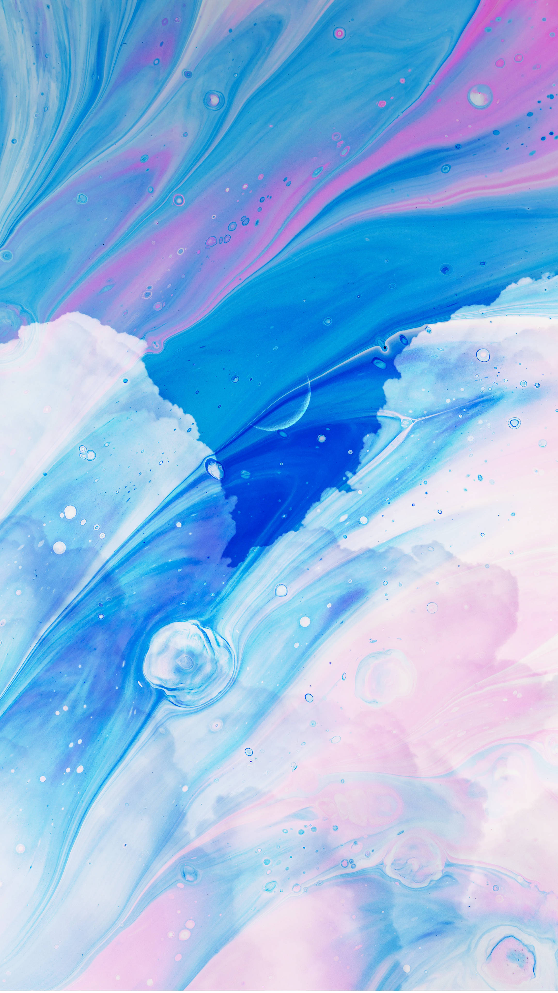 Pastel Minimalist, abstract paint, swirling blues, 4K Phone Wallpaper