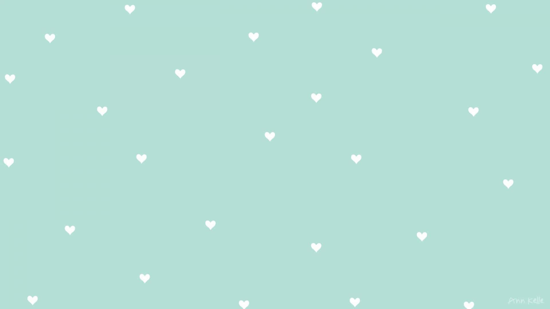 pastel mint green, white heart shapes, soft mint green background, Full HD Desktop Wallpaper