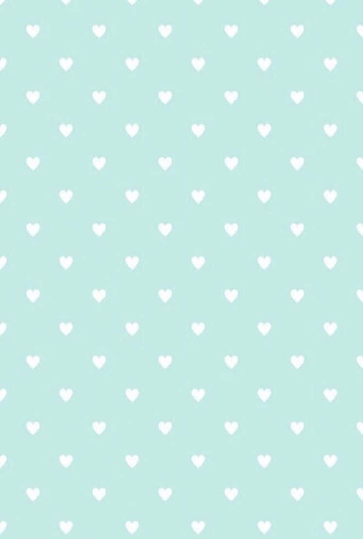 mint green, white heart shapes, repeating pattern, SD Phone Wallpaper