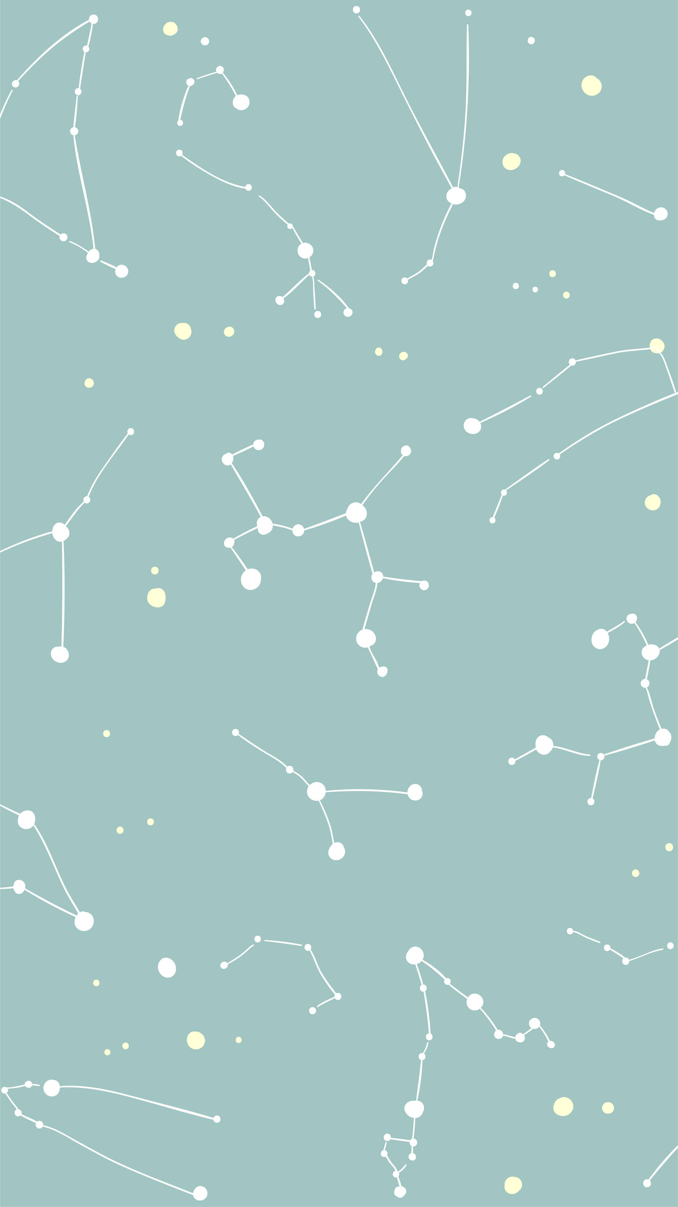mint green, white lines, glowing dots, 4K Phone Wallpaper