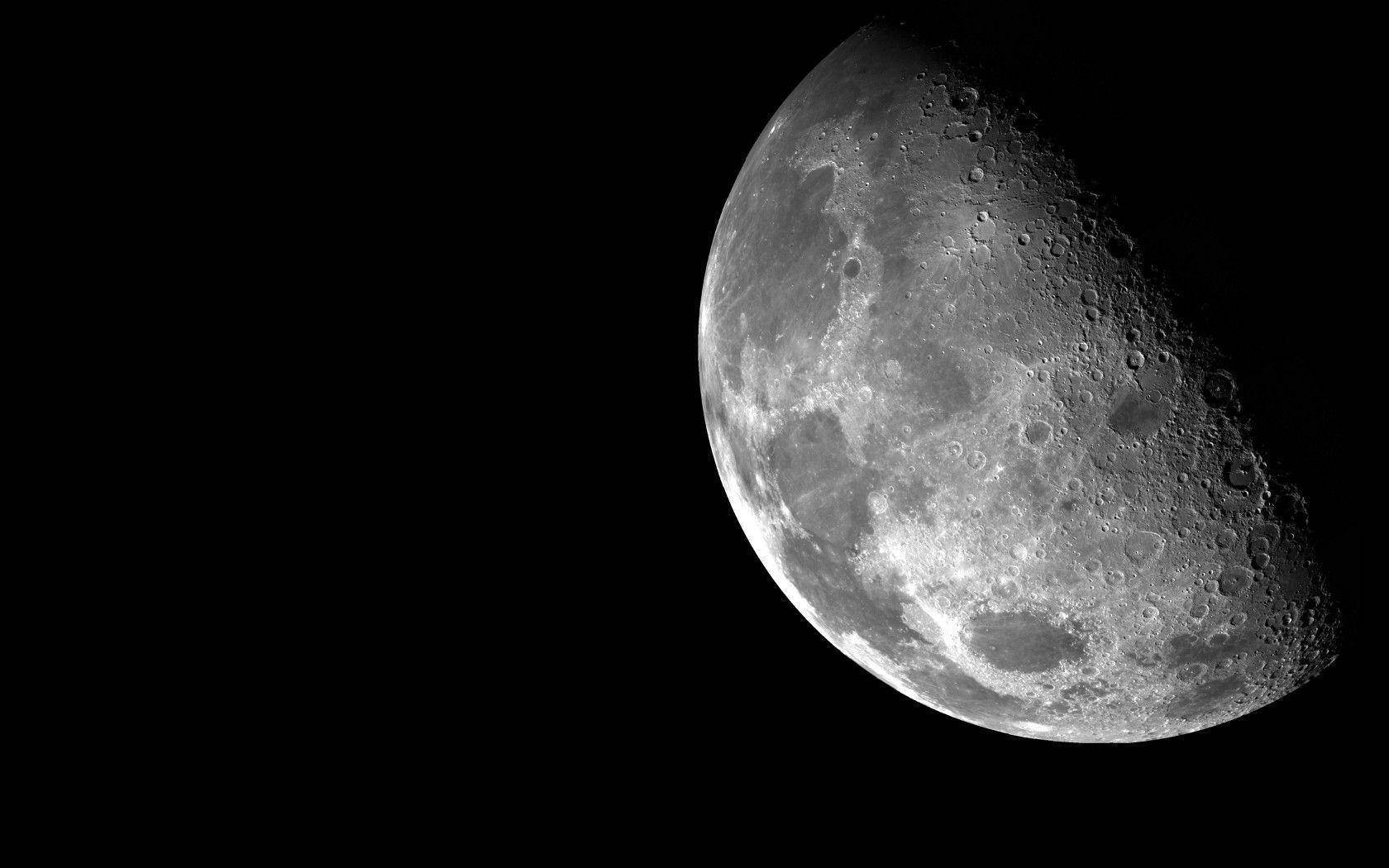crescent moon, grayscale, pitch-black void, HD Desktop Wallpaper