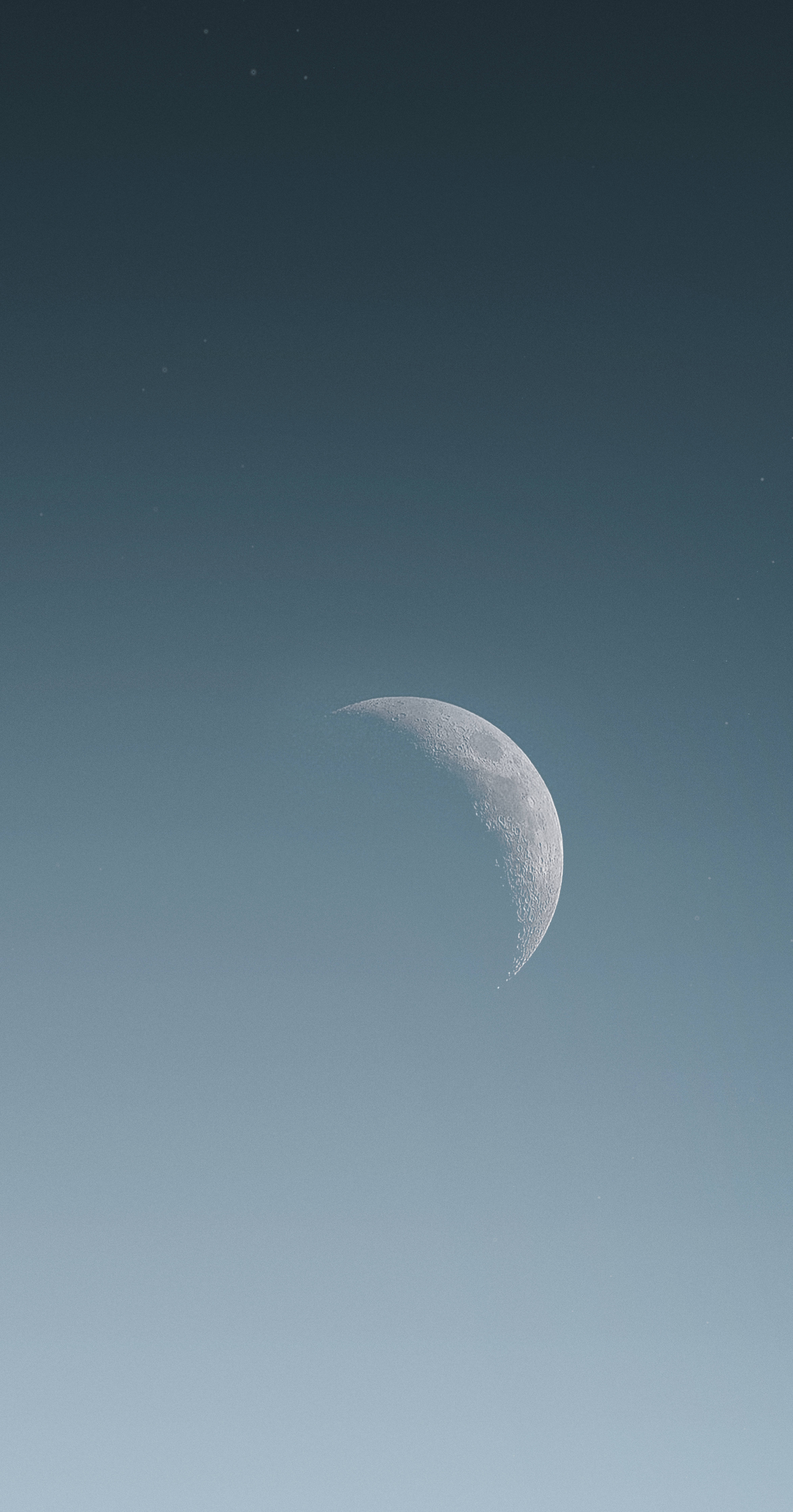 crescent moon, twilight sky, faint stars, 5K Phone Wallpaper