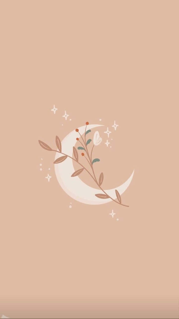 Pastel Moon, floral design, crescent moon, HD Phone Wallpaper