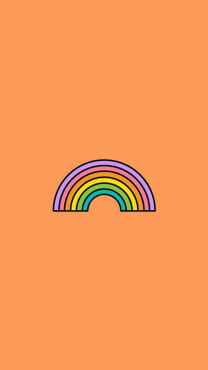 pastel orange aesthetic, rainbow, bold black outlines, HD Phone Wallpaper