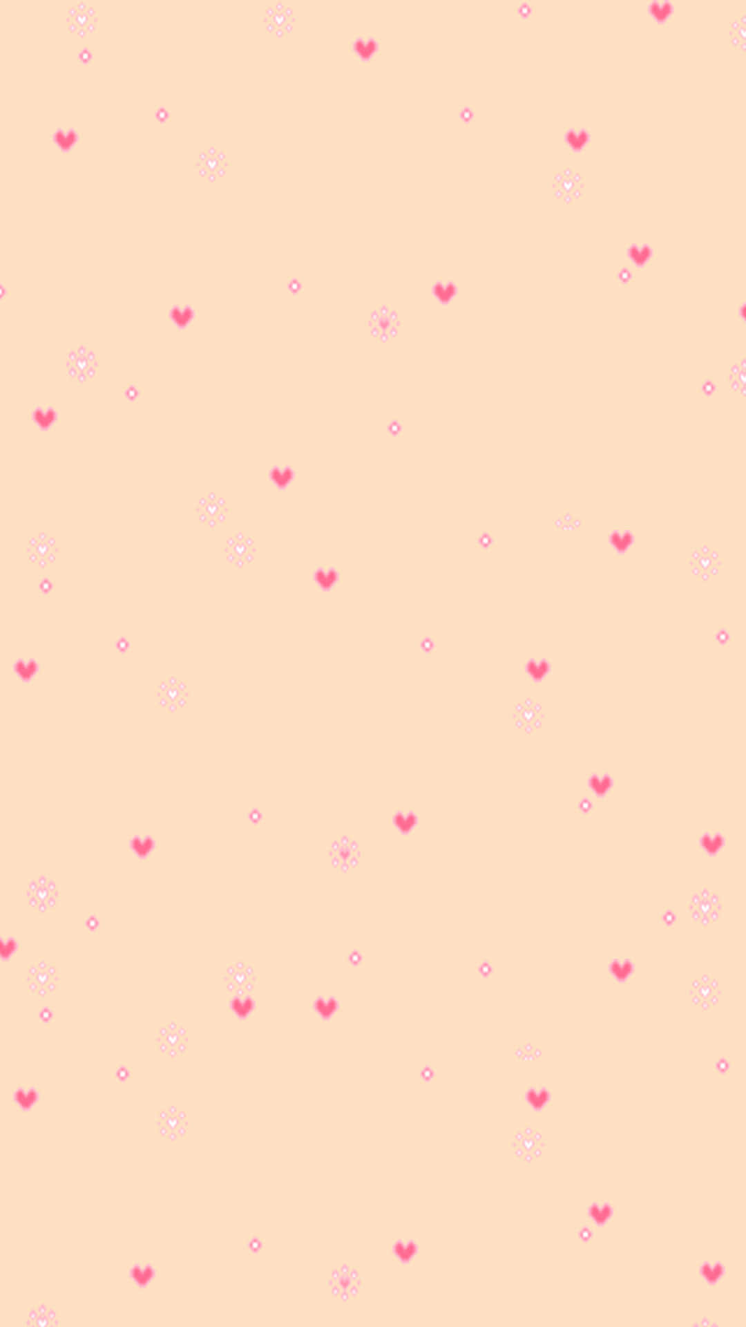 pastel peach aesthetic, soft peach background, tiny pink hearts, Full HD Phone Wallpaper