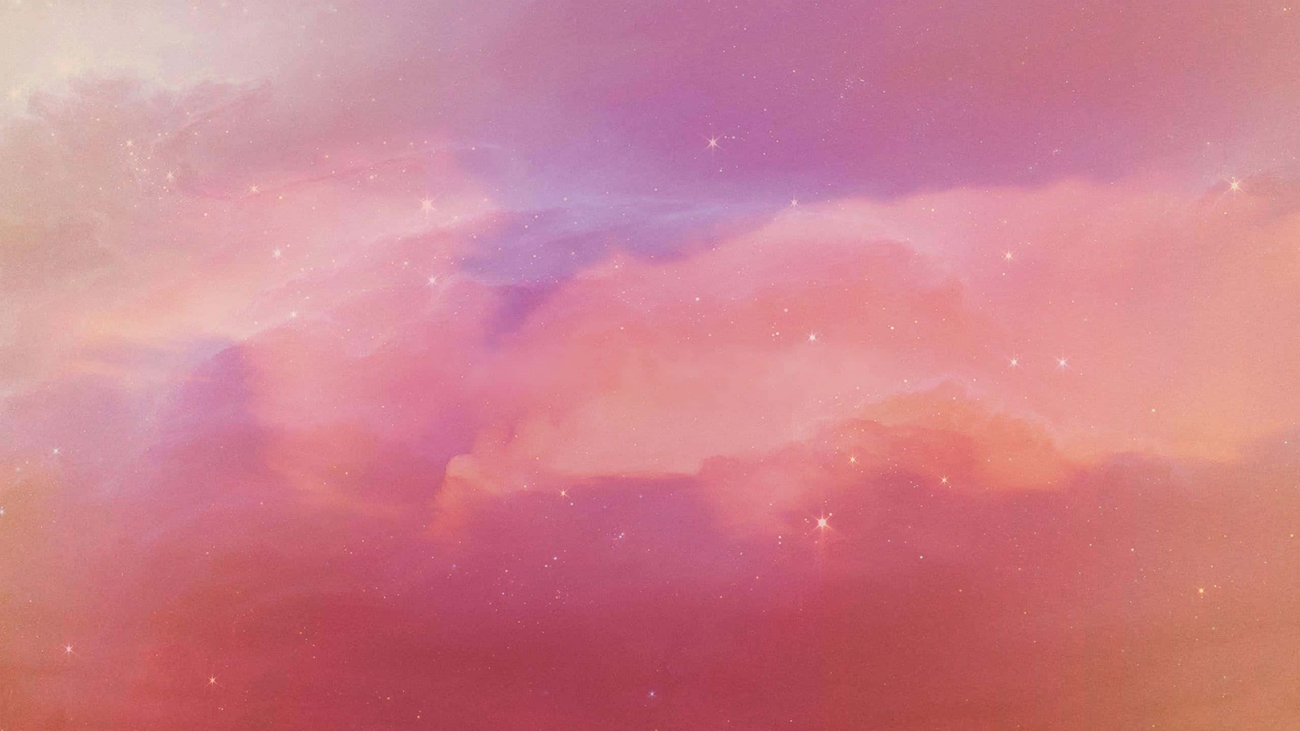 pastel peach aesthetic, pink and purple sky, fluffy clouds, 2K Desktop Wallpaper