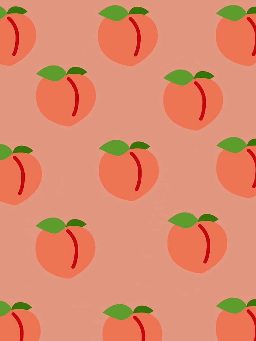 peach, green leaves, soft coral background, SD Phone Wallpaper