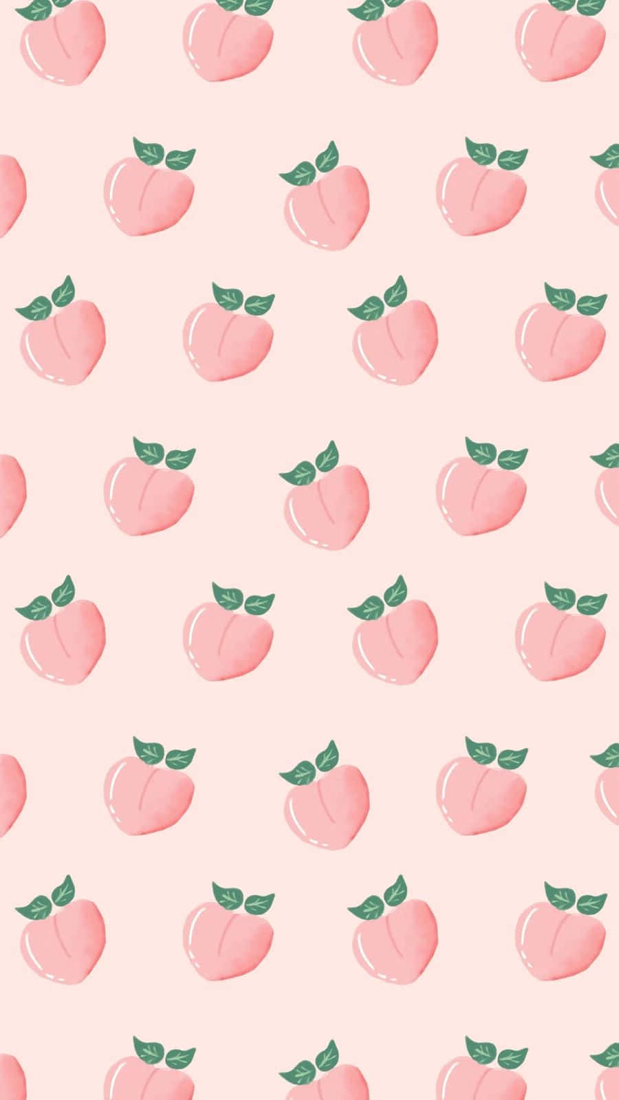 pastel pink peach pattern, soft pink peaches, green leaves, HD Phone Wallpaper