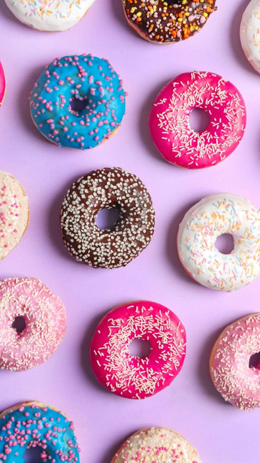 Pastel Phone, colored donuts, vibrant donuts, Full HD Phone Wallpaper