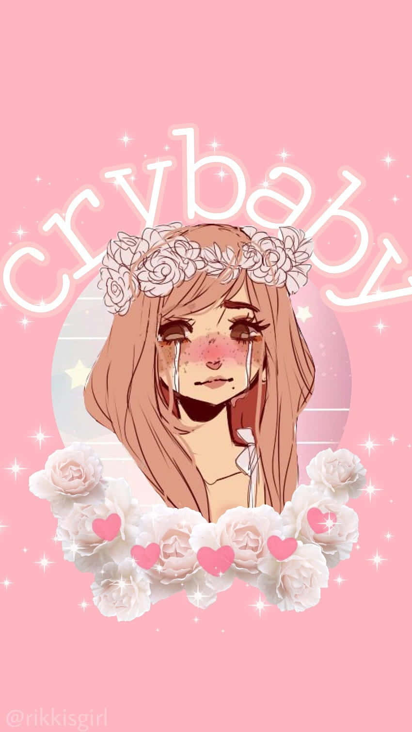pastel pink aesthetic anime, sad anime girl, tears, HD Phone Wallpaper