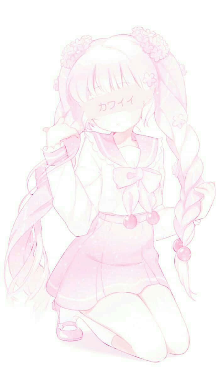 pastel pink aesthetic anime, anime girl, braided hair, SD Phone Wallpaper
