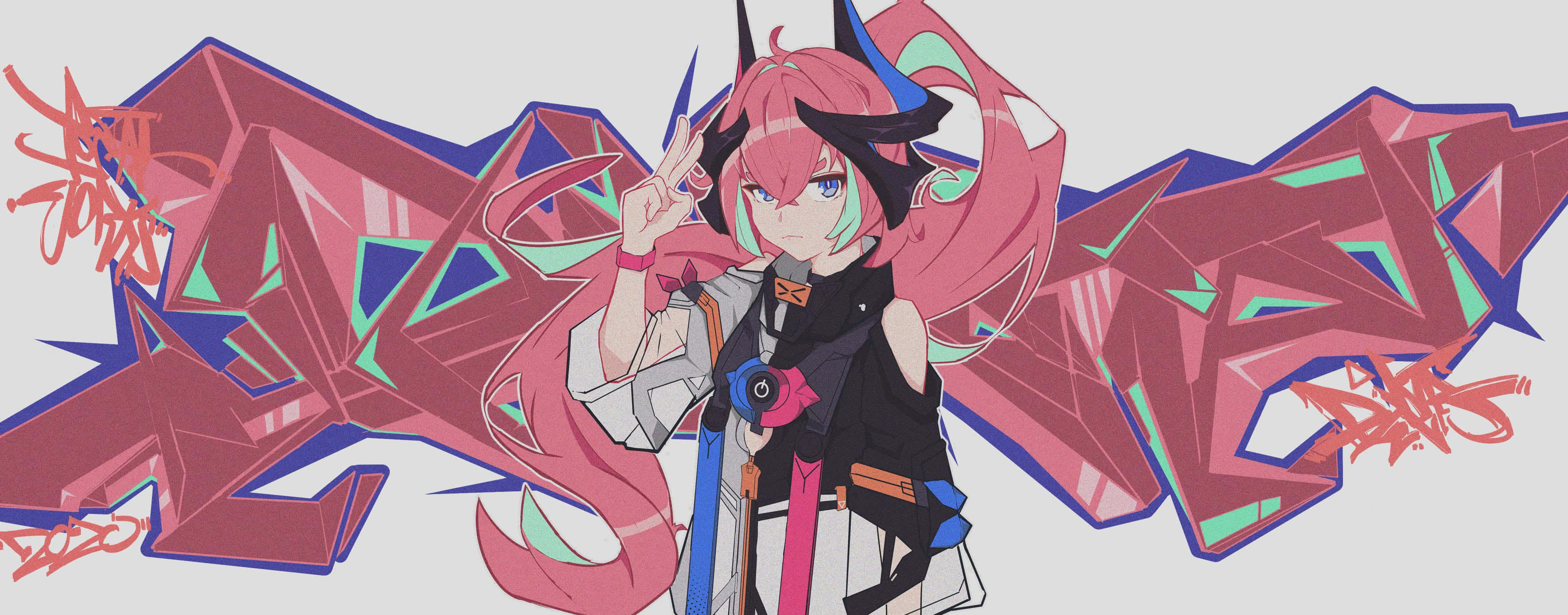 Fervent Tempo Wide Desktop, pink-haired anime girl, horns, 2K Desktop Wallpaper