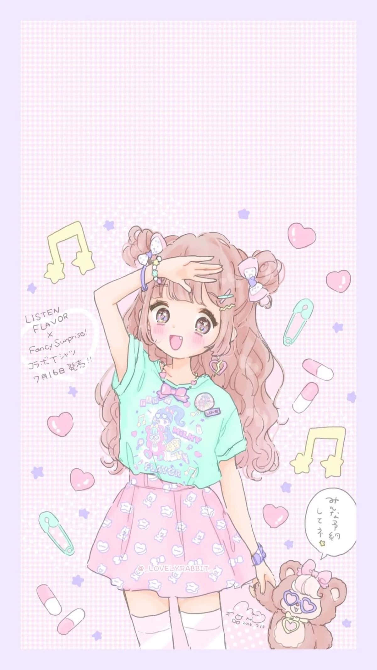 Pastel Pink Aesthetic Anime, pink hair, cute outfit, Full HD Phone Wallpaper
