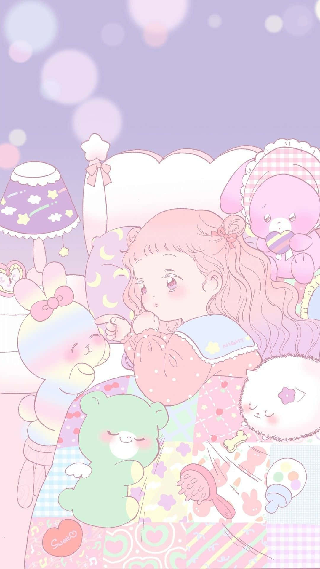 pastel pink aesthetic, anime girl, pink hair, Full HD Phone Wallpaper