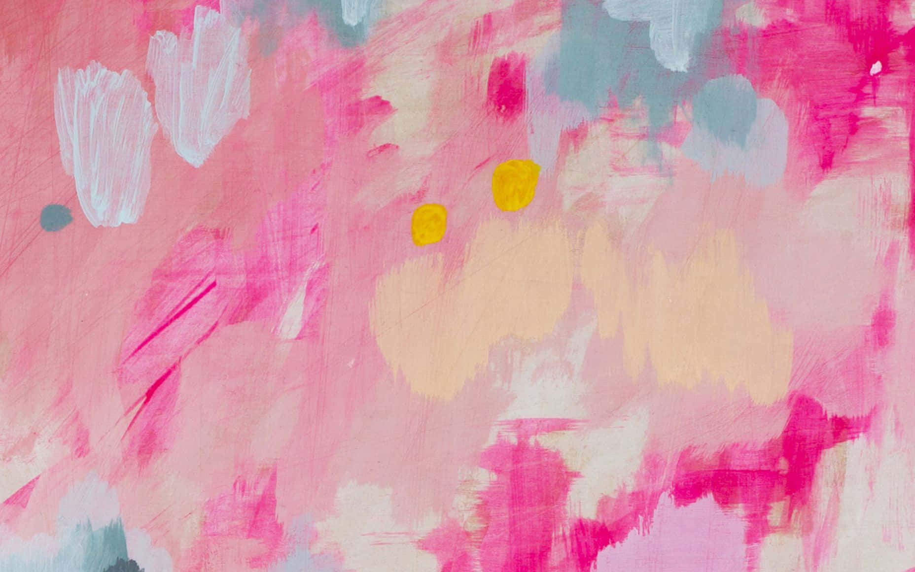 Pastel Pink Aesthetic Computer, pink, yellow dots, HD Desktop Wallpaper