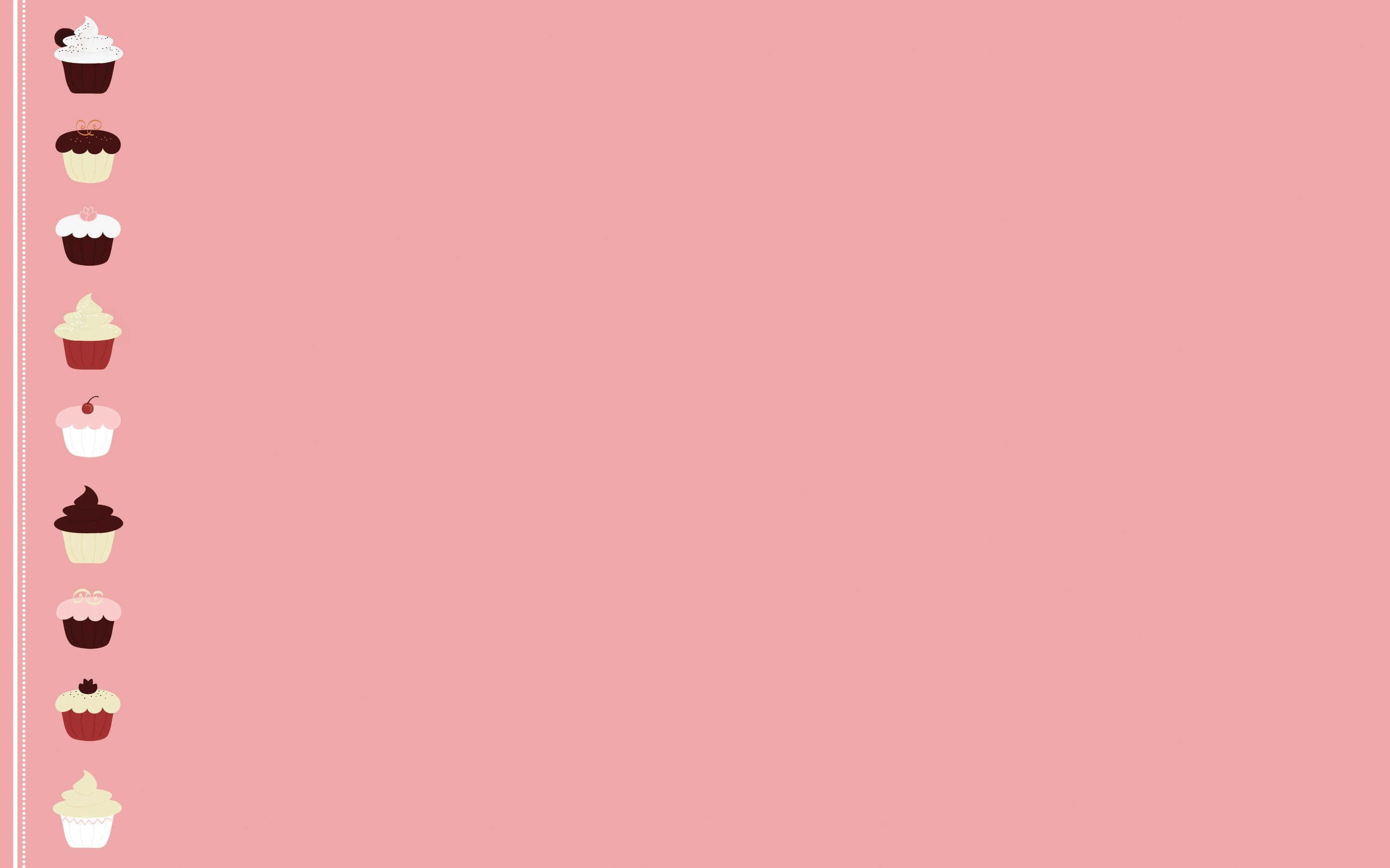Cupcakes, Pastel Pink Aesthetic Computer, solid pink background, 2K Desktop Wallpaper