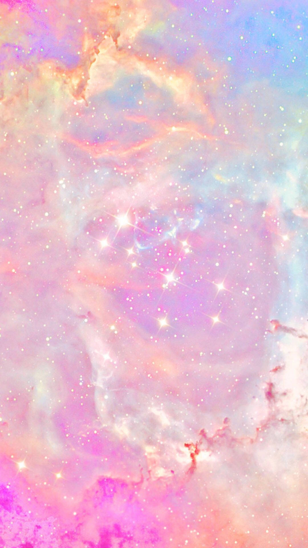 pastel galaxy, swirling pink blue and orange nebulae, sparkling stars, Full HD Phone Wallpaper