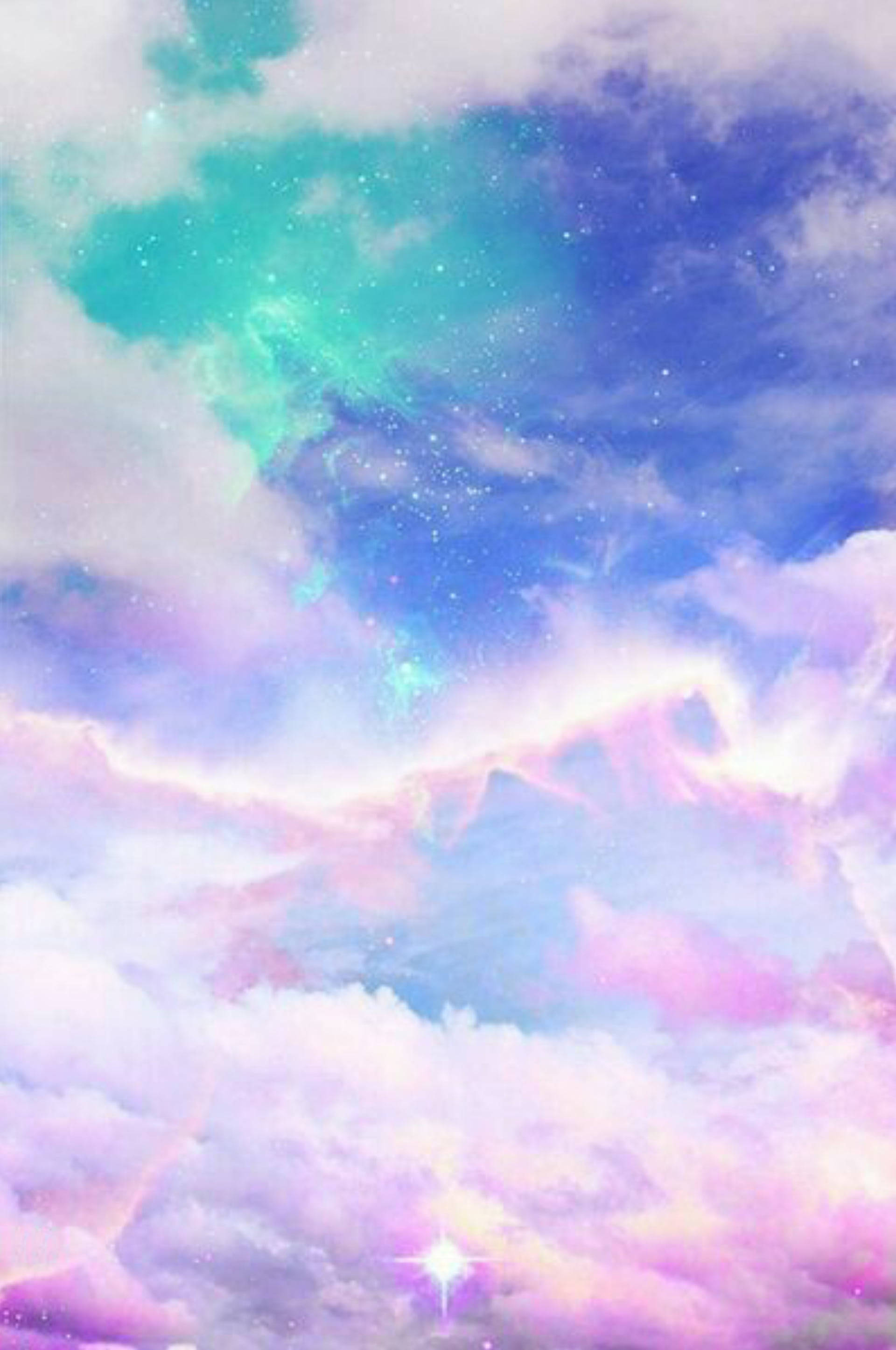 pastel galaxy sky aesthetic, teal blue, pink, 2K Phone Wallpaper