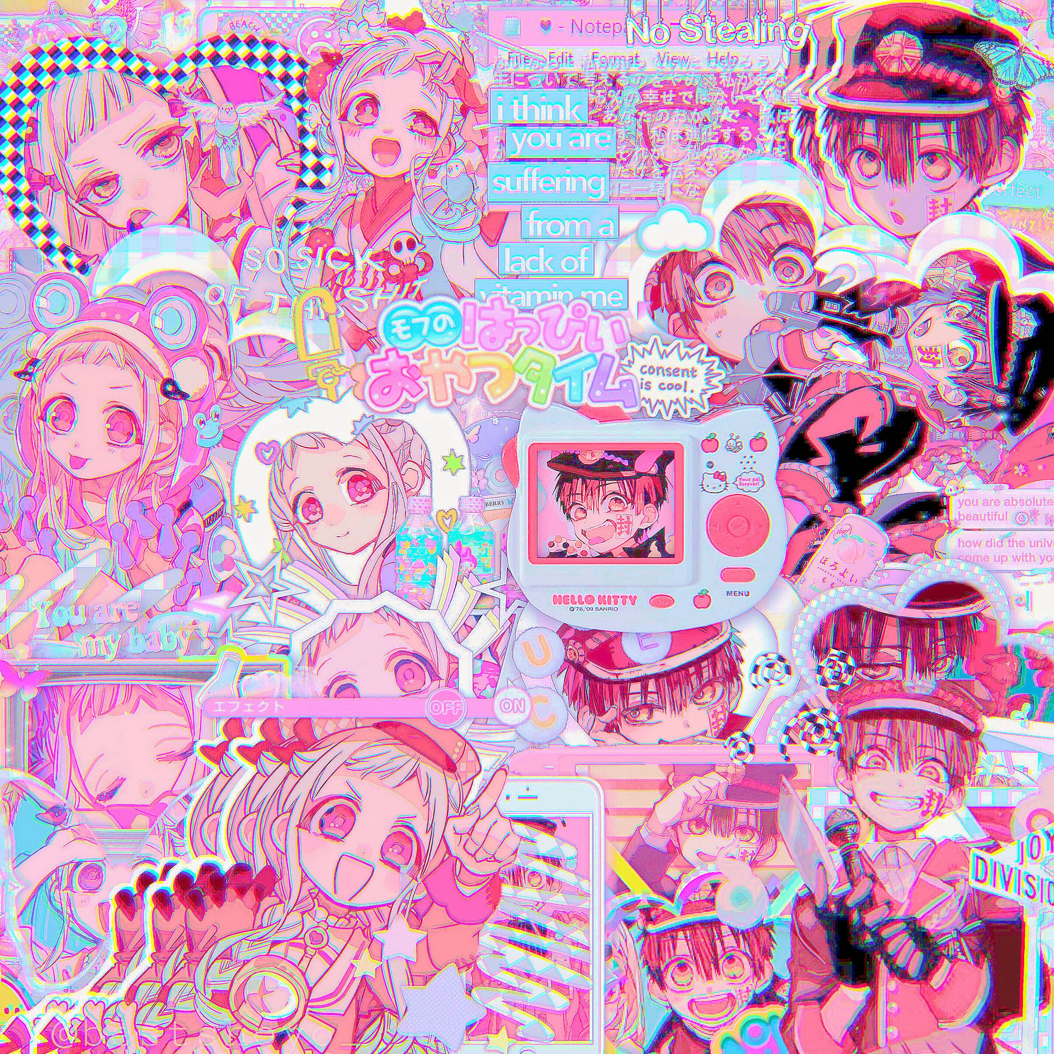 pastel Japanese aesthetic, retro style, anime characters, 2K Desktop Wallpaper
