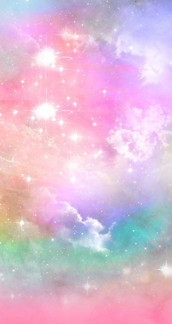 pastel galaxy, sparkling stars, soft clouds, HD Phone Wallpaper