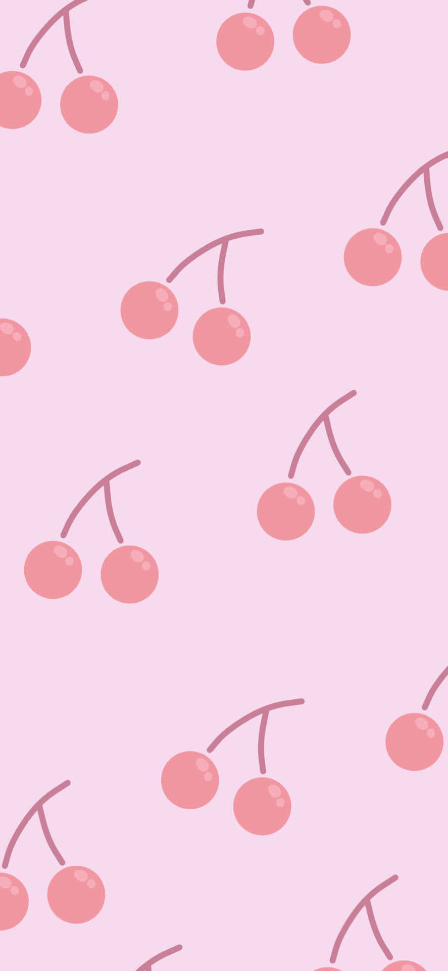 pastel pink background, pink cherry clusters, repeating pattern, Full HD Phone Wallpaper