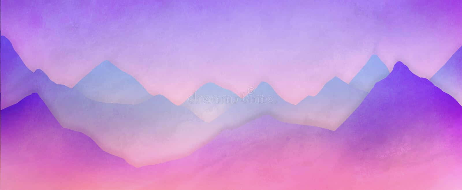 pastel pink, pastel purple, watercolor mountains, HD Desktop Wallpaper