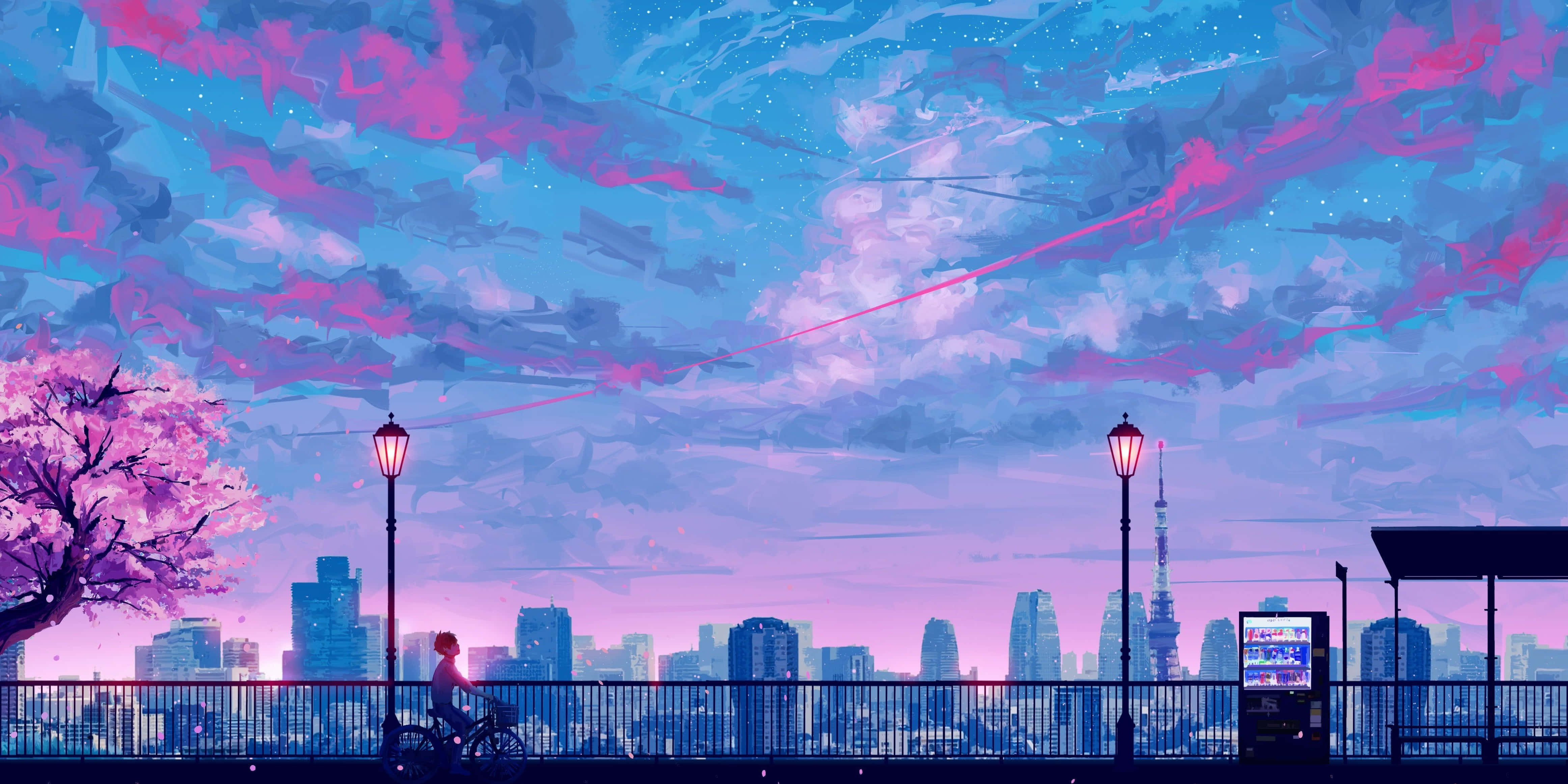 pastel pink and purple, twilight sky, pink and blue clouds, 4K Desktop Wallpaper